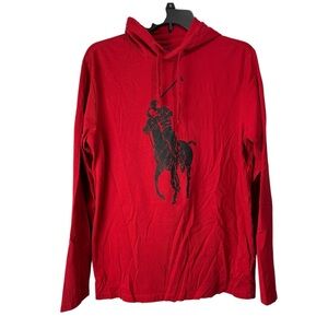 Polo Ralph Lauren long sleeve hooded t-shirt big pony logo red size small